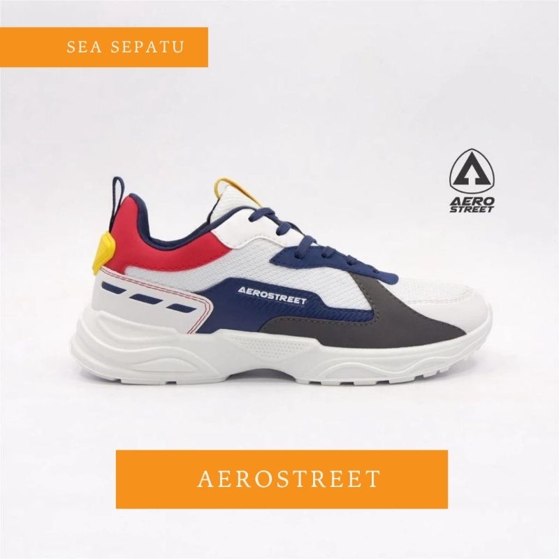 Aerostreet Riku Putih Merah Biru Natural  - Sepatu Sneakers - Sepatu Olahraga