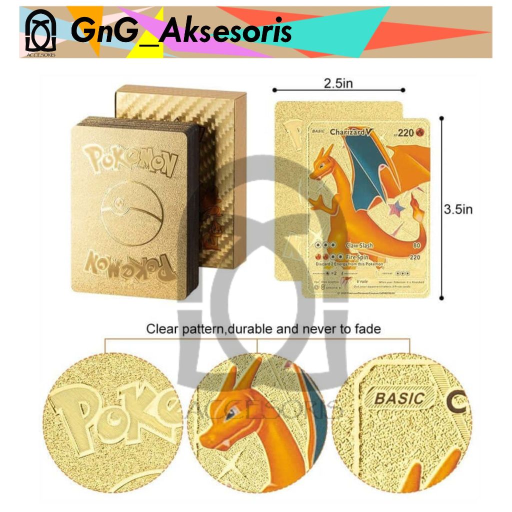 Pokemon trading card,mainan kartu pokemon emas