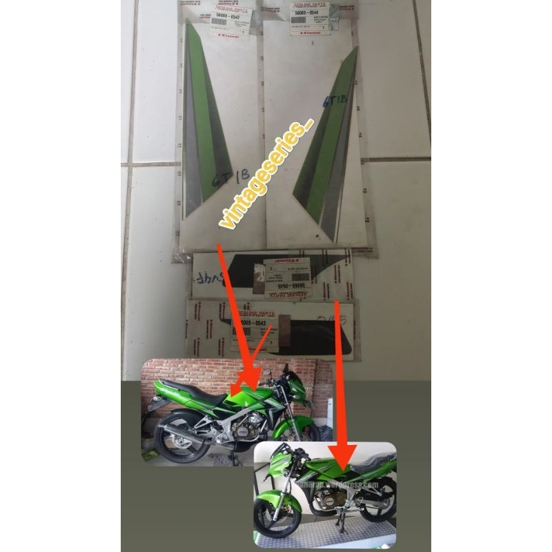 Striping Stiker original Kawasaki Ninja R 150 L hijau tahun 2010 2011