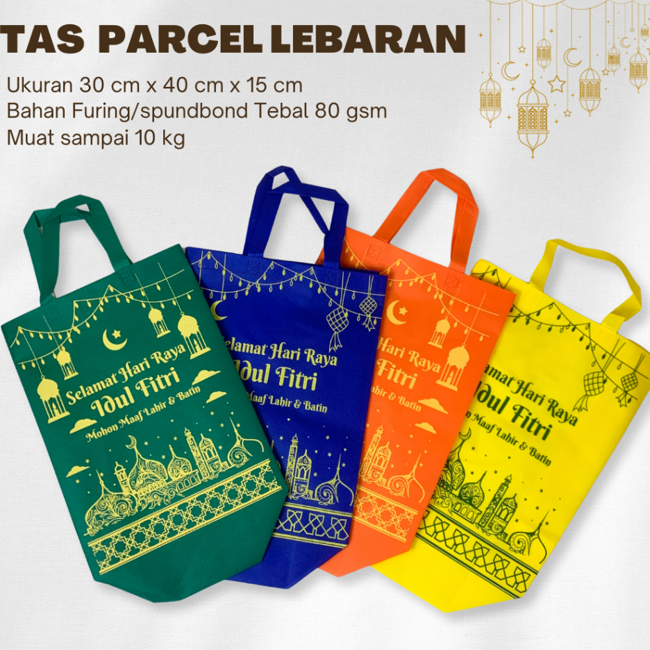 

Tas Parcel Lebaran Idul Fitri Goodiebag Spundbund Tebal 80gr Uk 30*40*15 Harga 1 Lusin