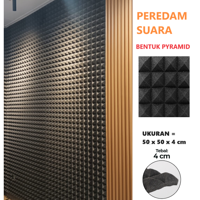 Busa Peredam Kedap Suara Ruangan Dinding Model Pyramid Segitiga 50x50 cm