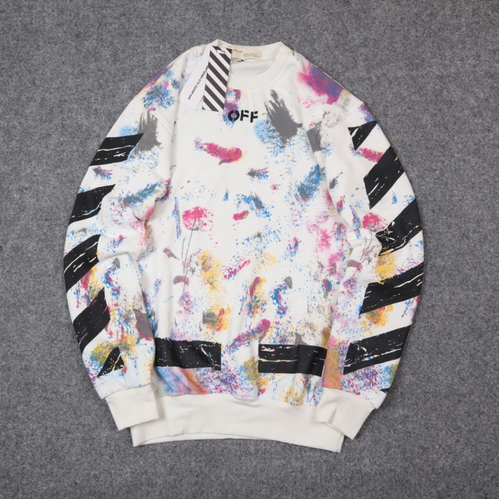 CREWNECK OFFWHITE GALAXY SWEATER CREWNECK OFFWHITE FULL PRINT PREMIUM