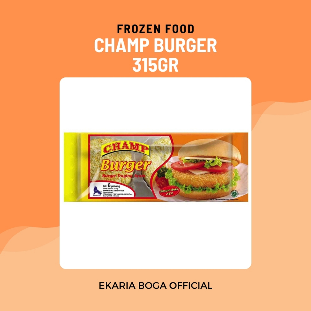 

FROZEN FOOD | NUGGET | NAGET | BURGER DAGING AYAM | DAGING BURGER | CHAMP BURGER 315GR