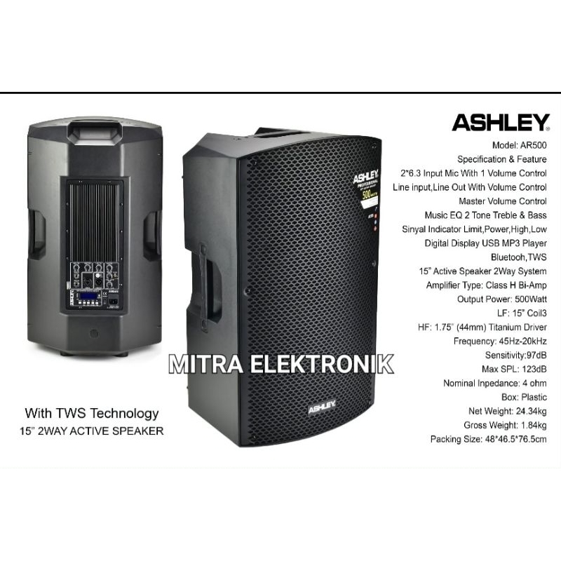 SPEAKER ASHLEY AR500 SPEAKER ASHLEY ACTIVE AR500 SPEAKER FLOOR ASHLEY 15 INCH AR500