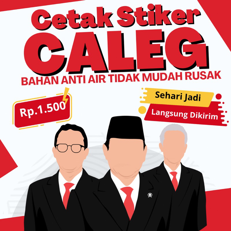 

CETAK STIKER CALEG ukuran 9x14,5 cm masuk amplop kondangan