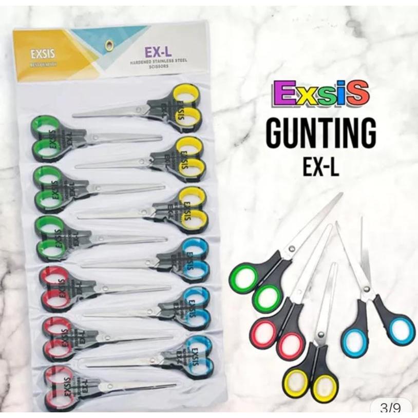 

[ES.JKT]12PCS Gunting EXSIS Hitam / 1Renteng Gunting ex-s/ex-m/ex-l