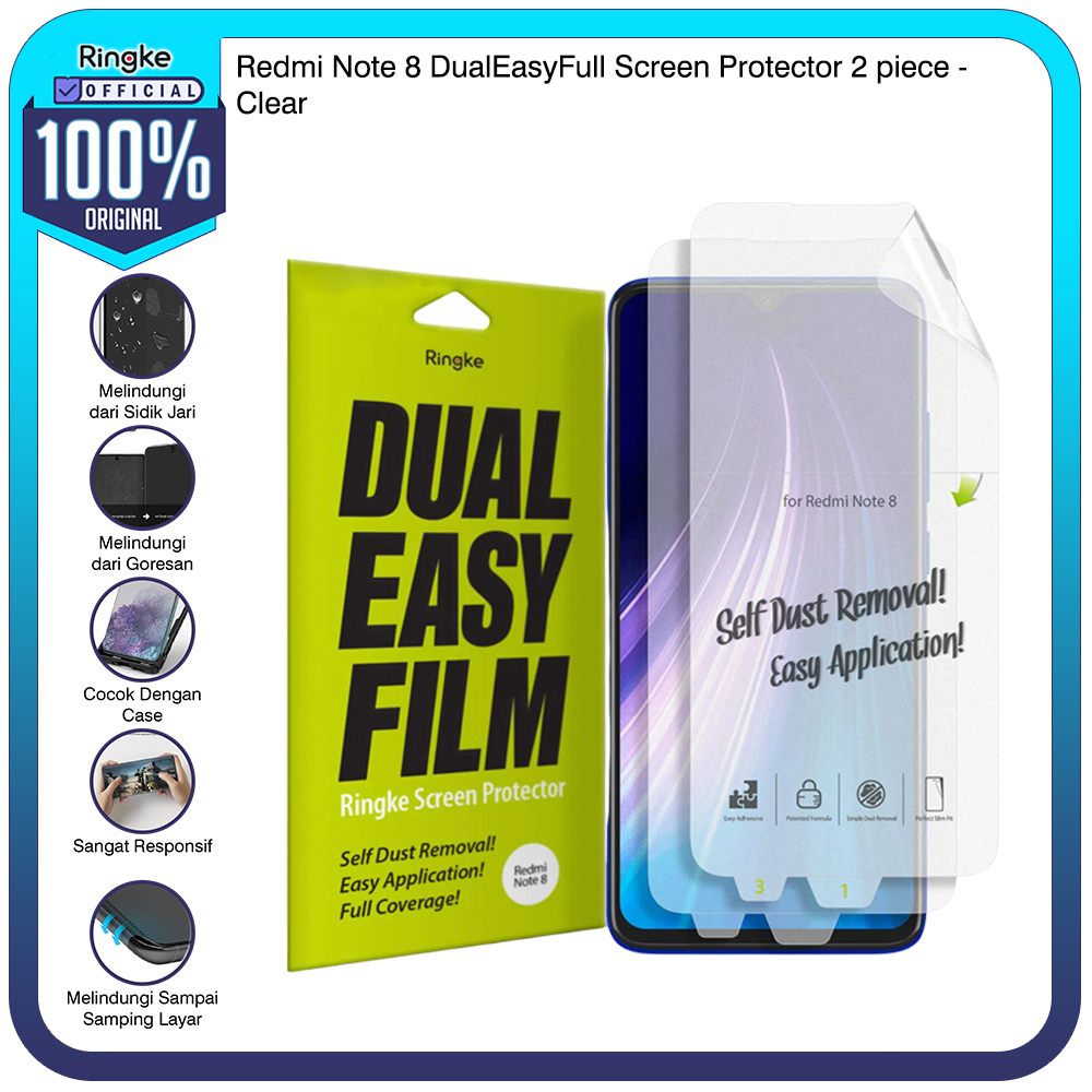 Ringke Redmi Note 8 Pro 8 DualEasy Full Screen Protector Anti Gores Layar Tough Transparant