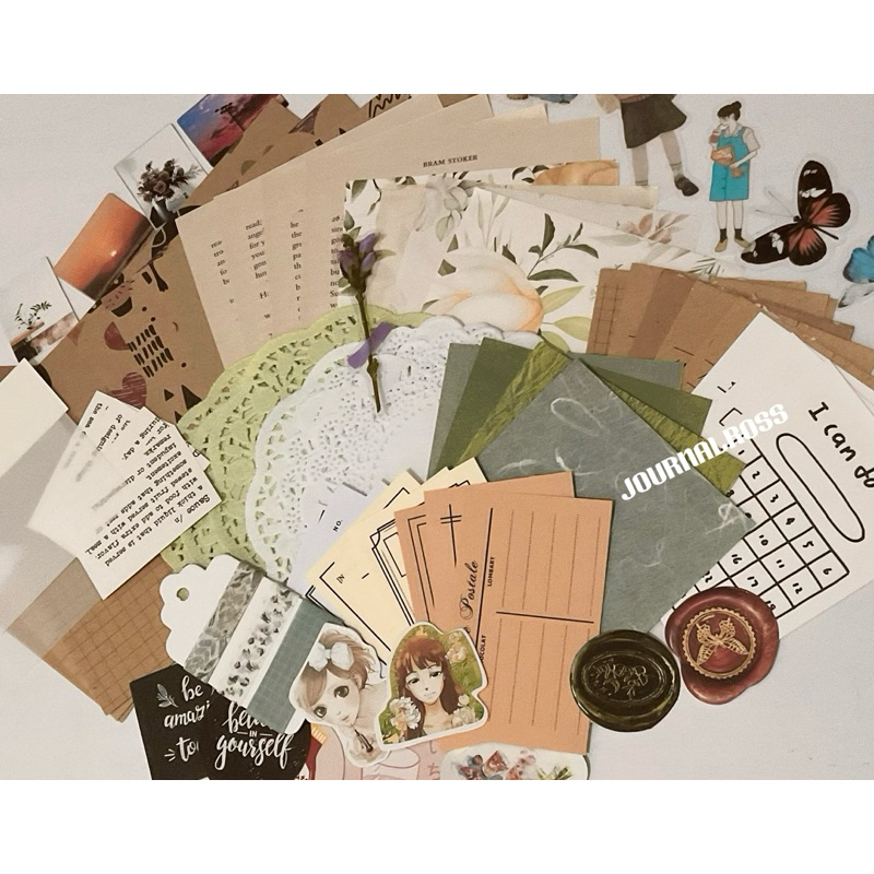 

[JOURNALROSS] 80pcs Journaling Aesthetic Vintage Mini Kit Paket Journaling Aesthetic Vintage