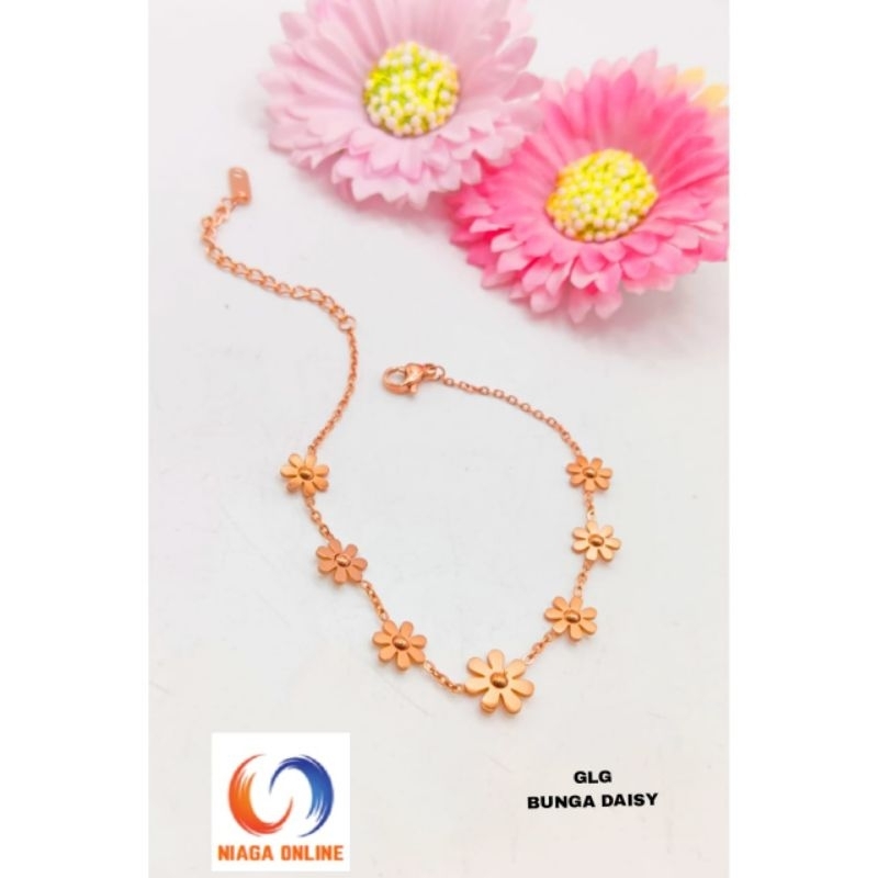 gelang bunga Daisy titanium