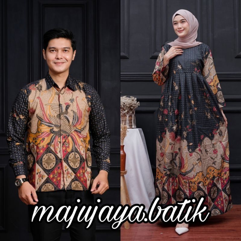 couple batik gamis batik dan kemeja batik|bisa satuan|couple kekinian baju kondangan