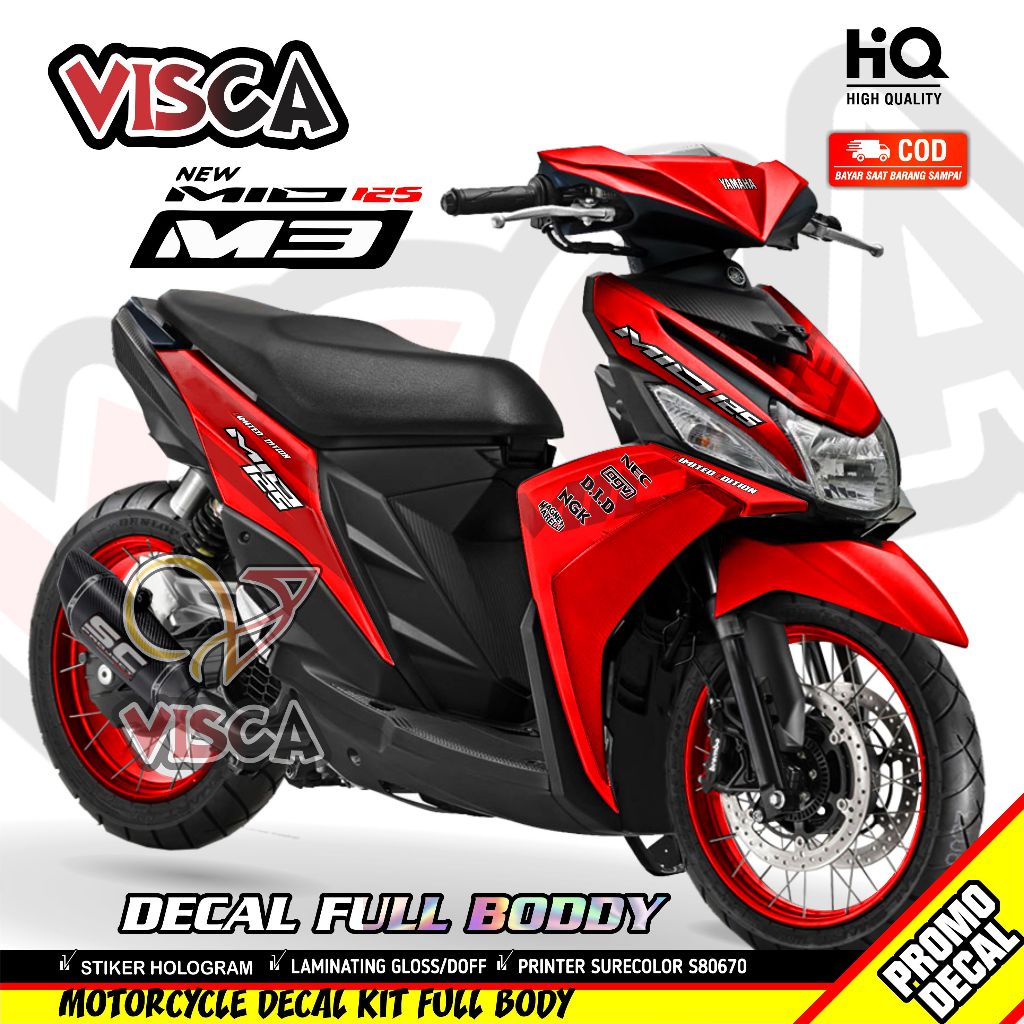 Decal Mio M3 125 Full Body Stiker Mio M3 125 Full Body Striping Mio M3 Polos