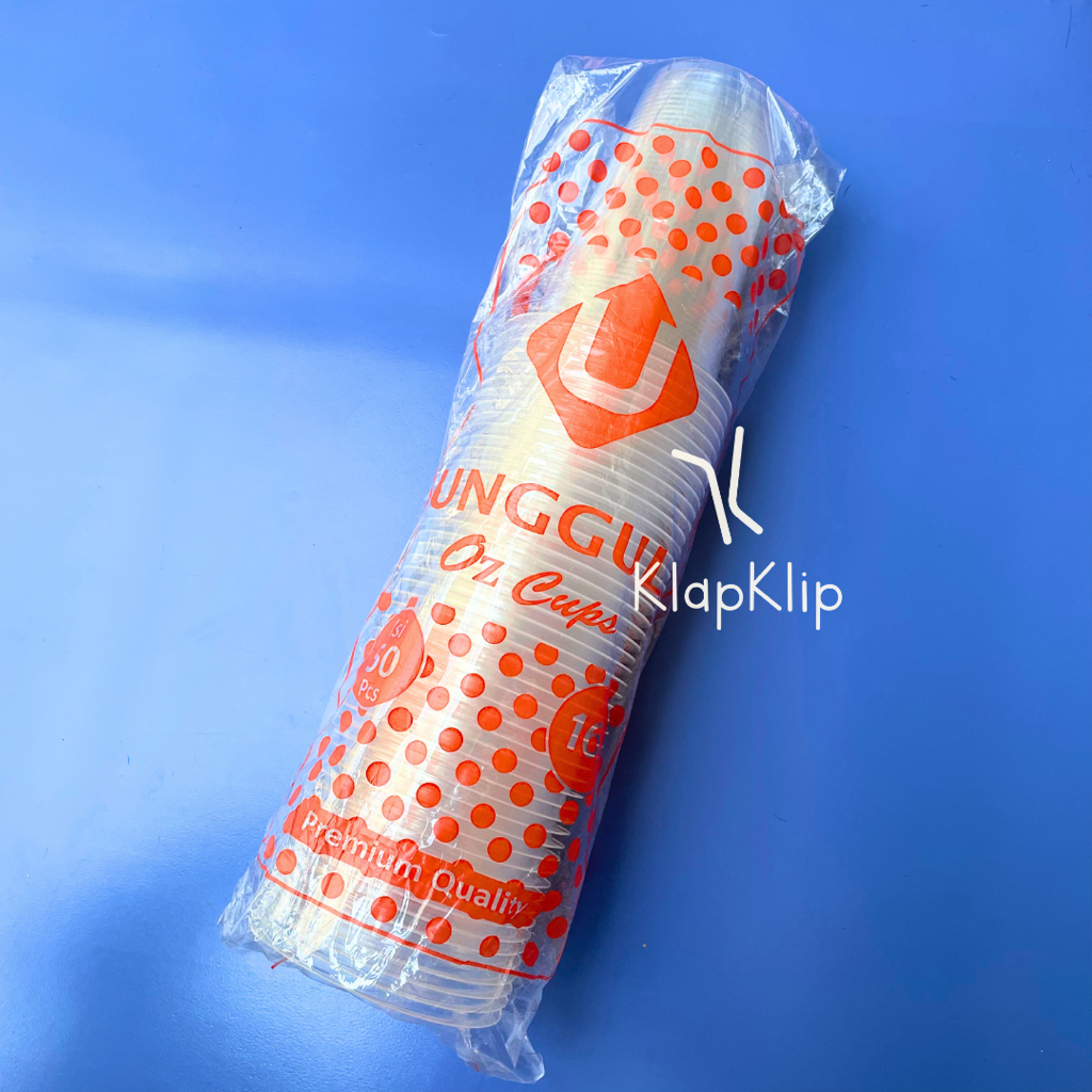 50pcs Cup 16oz Datar Unggul - Gelas Plastik 16oz 473ml Merek Unggul - Cup Plastik Cupcake Kecil Bula