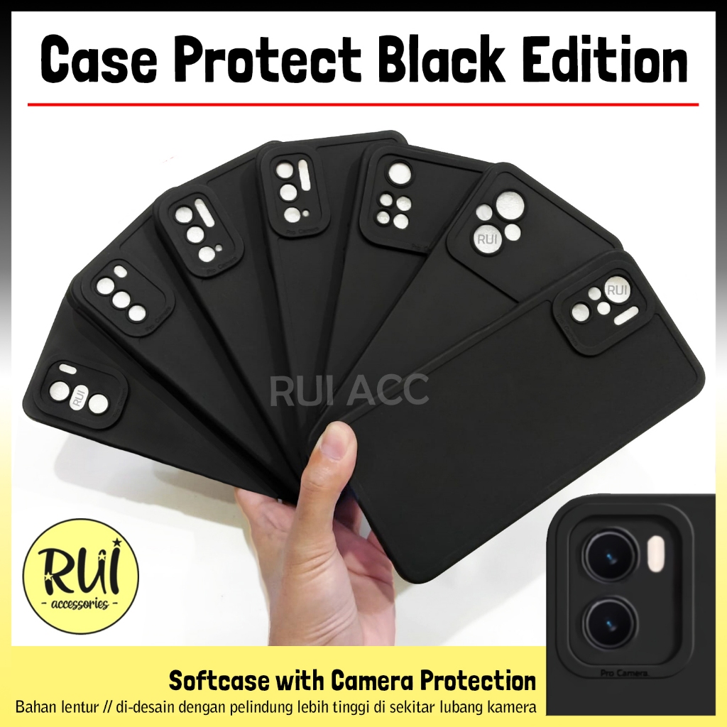 Case Protect Black Realme 11 11+ 10 9 9i 8i 8 7 7i 6i 6 5 5s 5i 5 3 2 Pro Plus 5G 4G NFC Softcase Hitam Protection Camera Polos Silikon Lentur Pelindung Kamera