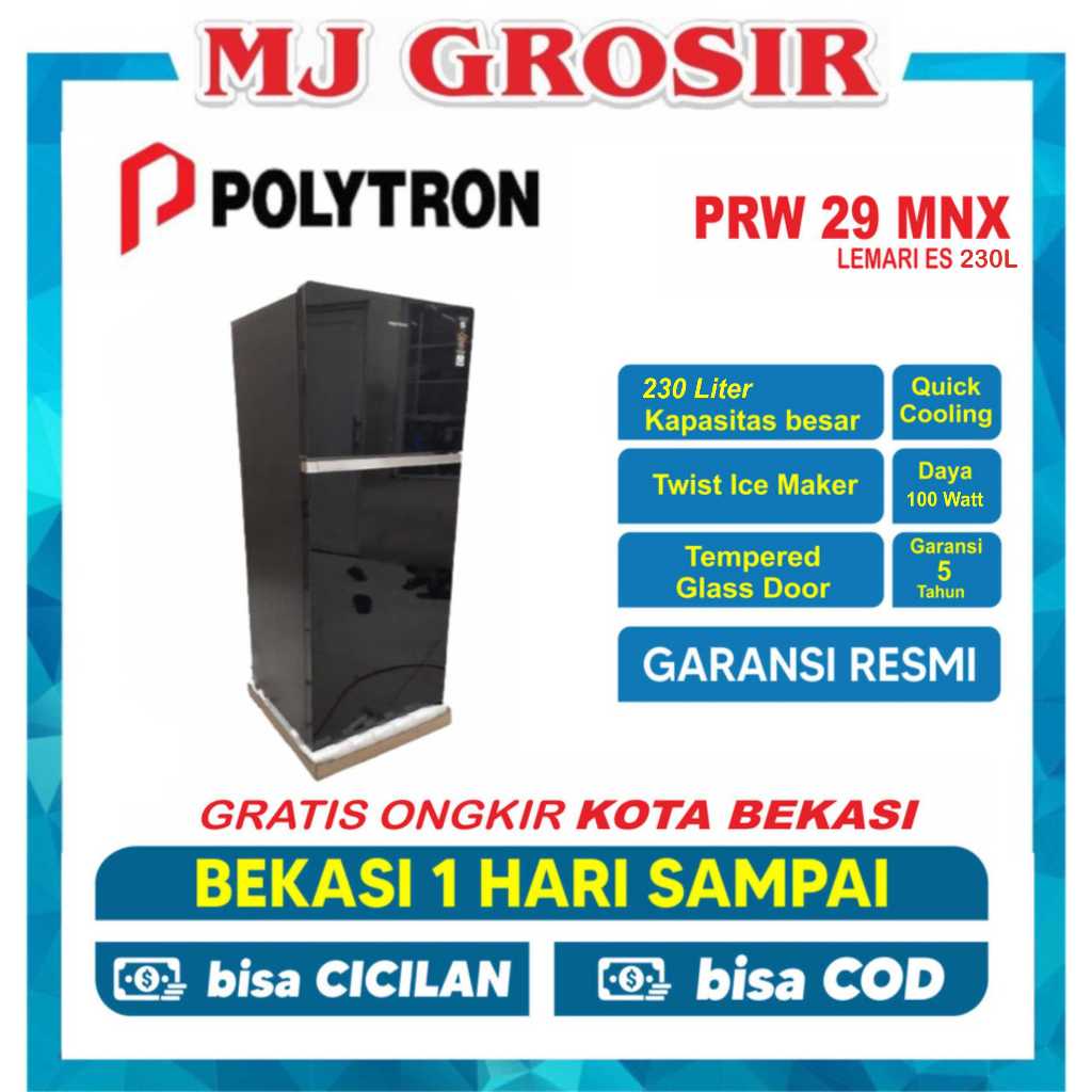 KULKAS POLYTRON PRW 29 MNX LEMARI ES 2 PINTU BELLEZA