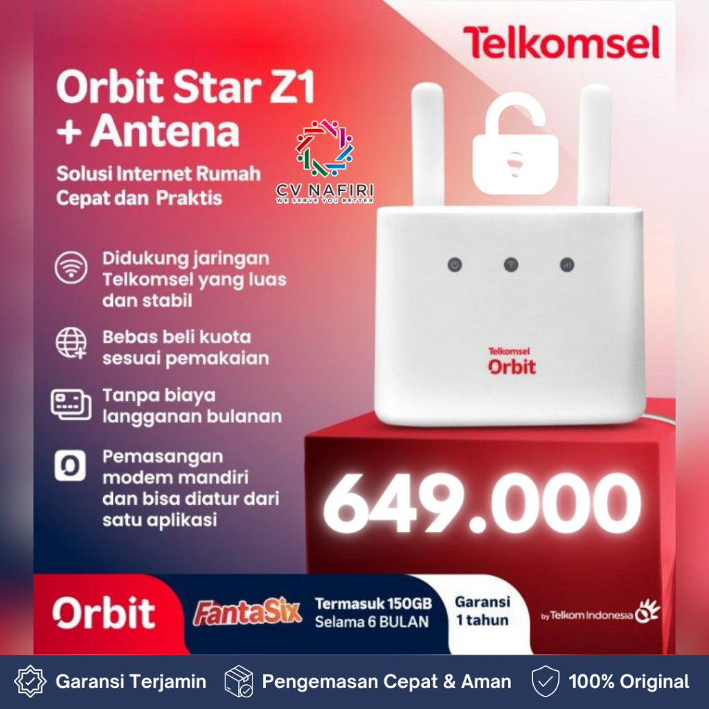 MODEM ORBIT STAR Z1 ZTE MF293N FREE ANTENA TELKOMSEL 150GB ROUTER 4G LTE