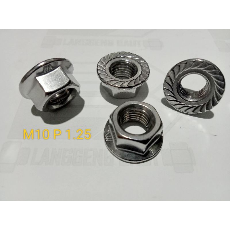 Mur Flange M10 Stainless Steel HALUS / Mur Tapak Stainless Baut 14 P 1.25