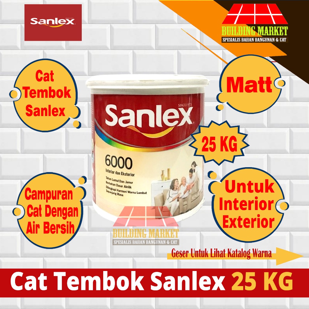 CAT PLAFON GIPSUM GRC TRIPLEK CAT TEMBOK SANLEX 6000 INTERIOR 25 KG
