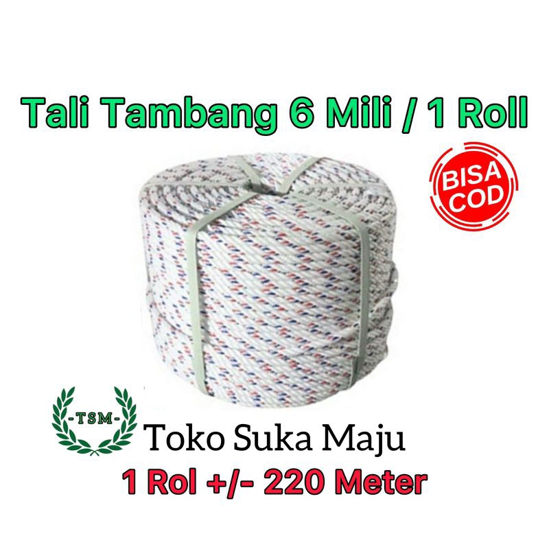 TALI TAMBANG 6MM / TALI TAMBANG PPD / TALI PROYEK / TALI KAPAL / TAMPAR PLASTIK / TAMBANG PLASTIK