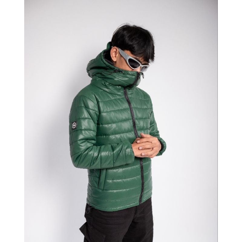 TROUBLEMAKER PUFFERCOAT JACKET GREEN BOTTLE - PUFFER JACKET - JACKET GELEMBUNG - OUTDOOR JACKET - CA