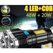 Senter LED 4 Mata 48 W 20 W / Senter LED Chargeable / Senter Cas LED