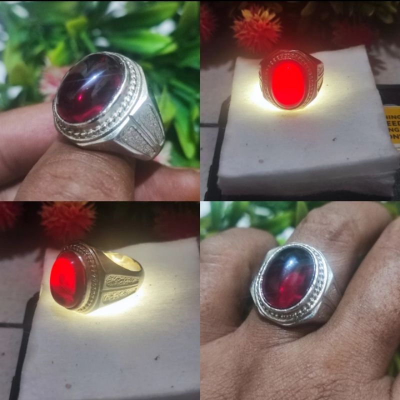 cincin batu merah siam ring perak bali