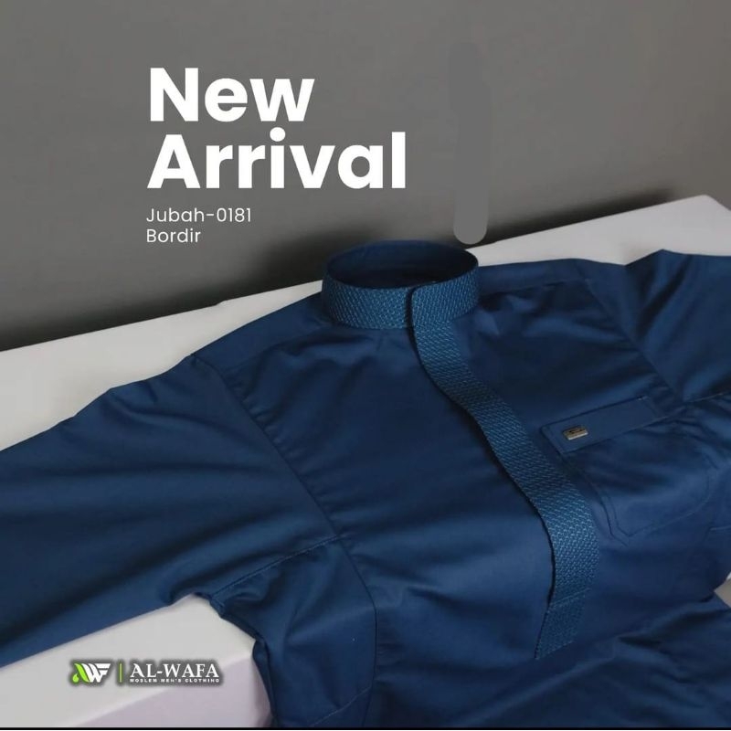 Jubah Gamis Pria Al-Wafa Gold 0181 Lengan Panjang Manset Warna Polos Motif Bordir