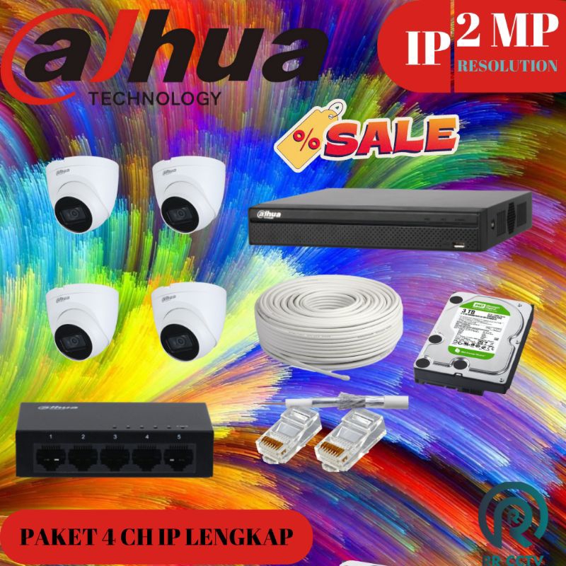 CCTV DAHUA IP KAMERA 2MP AUDIO + FULL COLOR LENGKAP