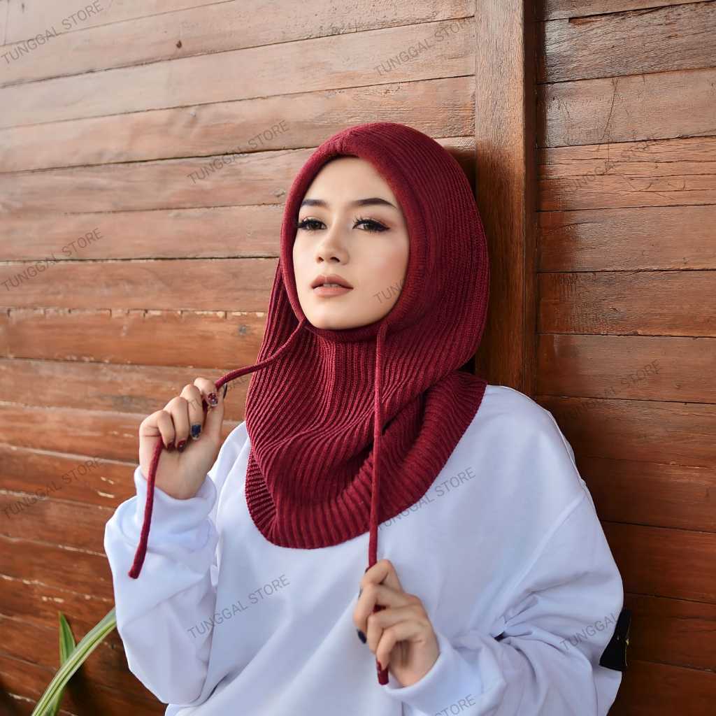 Hijab Instan Kekinian Balaclava Kerudung Instan Knit Hoodie Trending