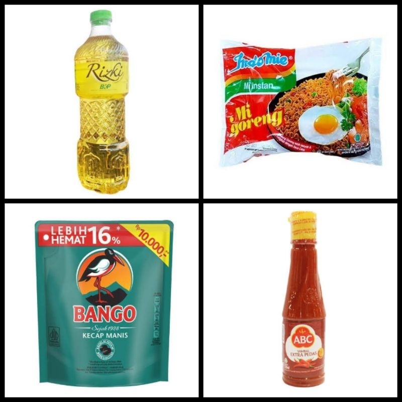 

Paket Bundling Sembako (Minyak Goreng, Indomie, Kecap Bango, Saos ABC)