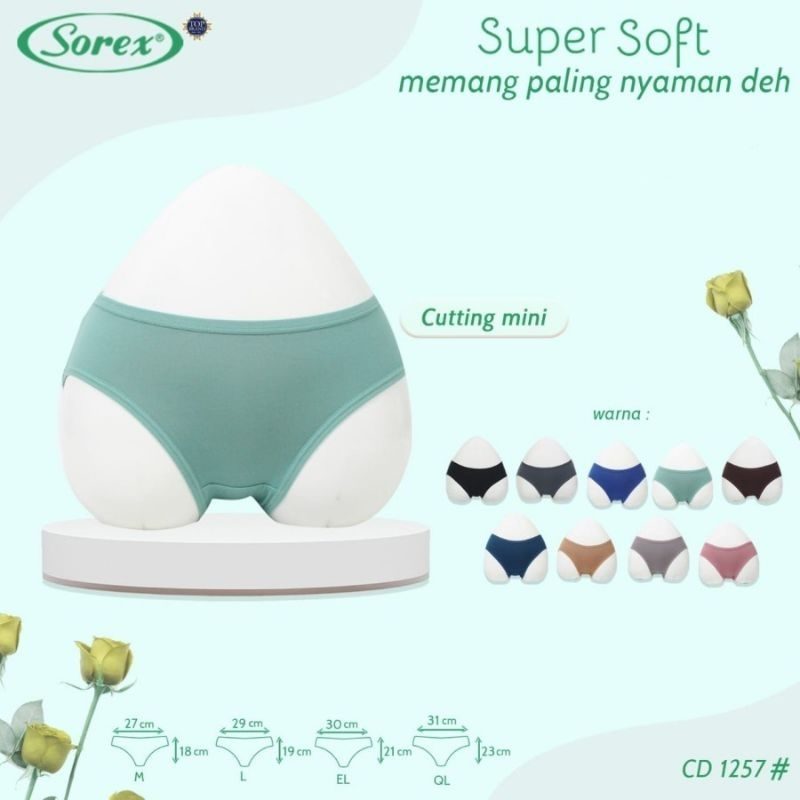 6 PCS CD WANITA MINI / TURUN PINGGANG SOREX 1257 / 1227 M L XL XXL
