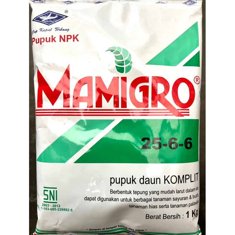 MAMIGRO Pupuk NPK 25-6-6 1kg - Super N/Pupuk Daun/Pupuk Pertumbuhan/Kemasan Pabrik