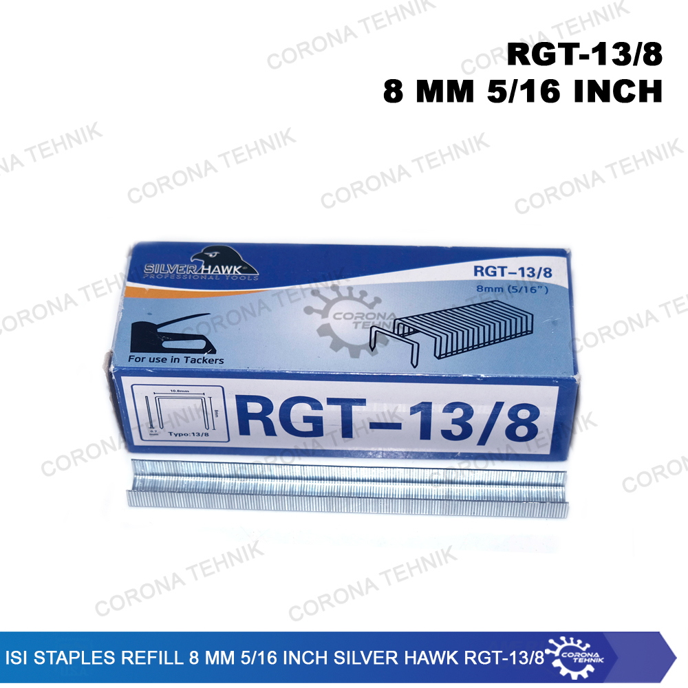 

RGT-13/8 - Isi Staples Refill 8 mm 5/16 Inch Silver Hawk