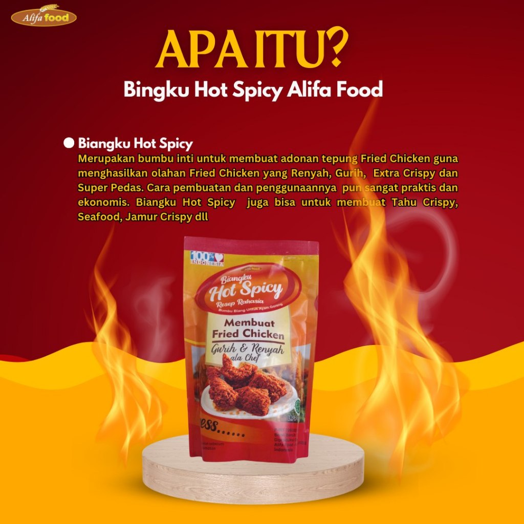 

Bumbu Biang Varian Rasa 750gr Alifafood Instan Ayam Friedchicken (Keju.Barbaque,Hot Spicy)