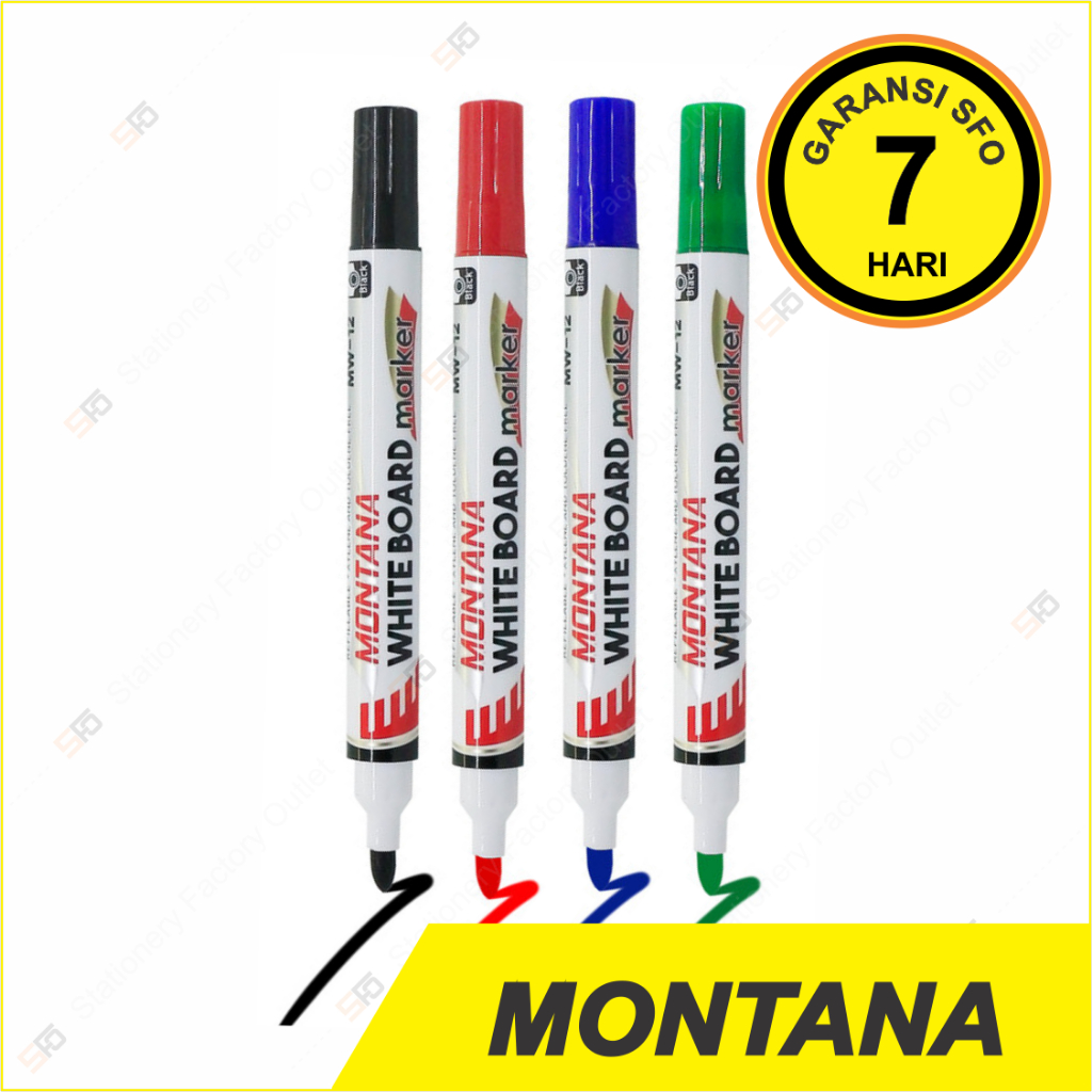 

12 Pcs Spidol Papan Tulis Montana - Bisa Diisi Ulang - Whiteboard Refillable Marker MW-12