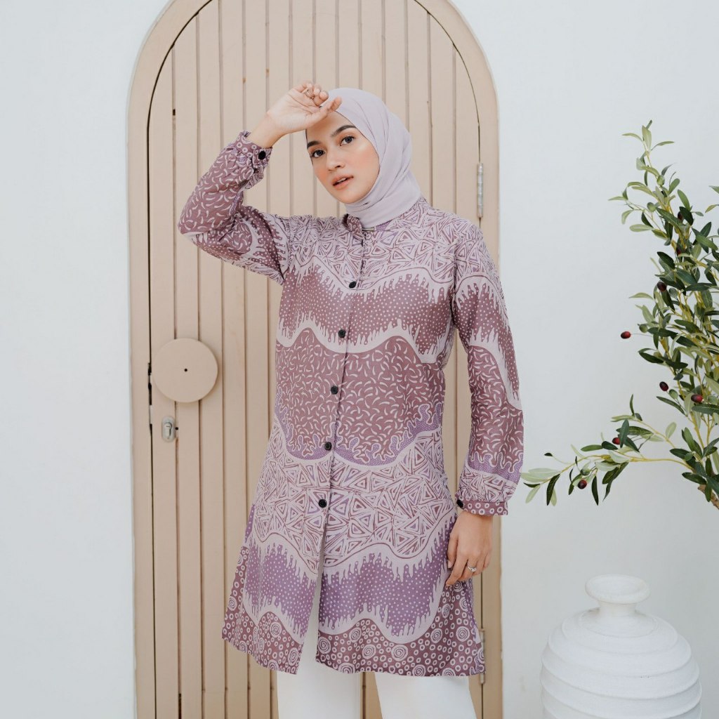 SARAS CHOCO COUPLE | Tunik Batik | Kemeja Batik Panjang | Seragam Kantor | Batik Couple JUMBO