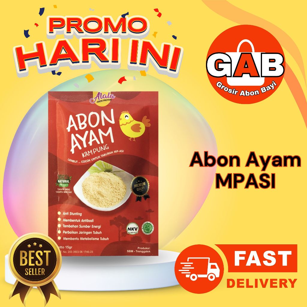 

Alala Abon Bayi - Penambah Nafsu Makan Anak - Abon Ayam Lembut Mpasi 8 Bulan