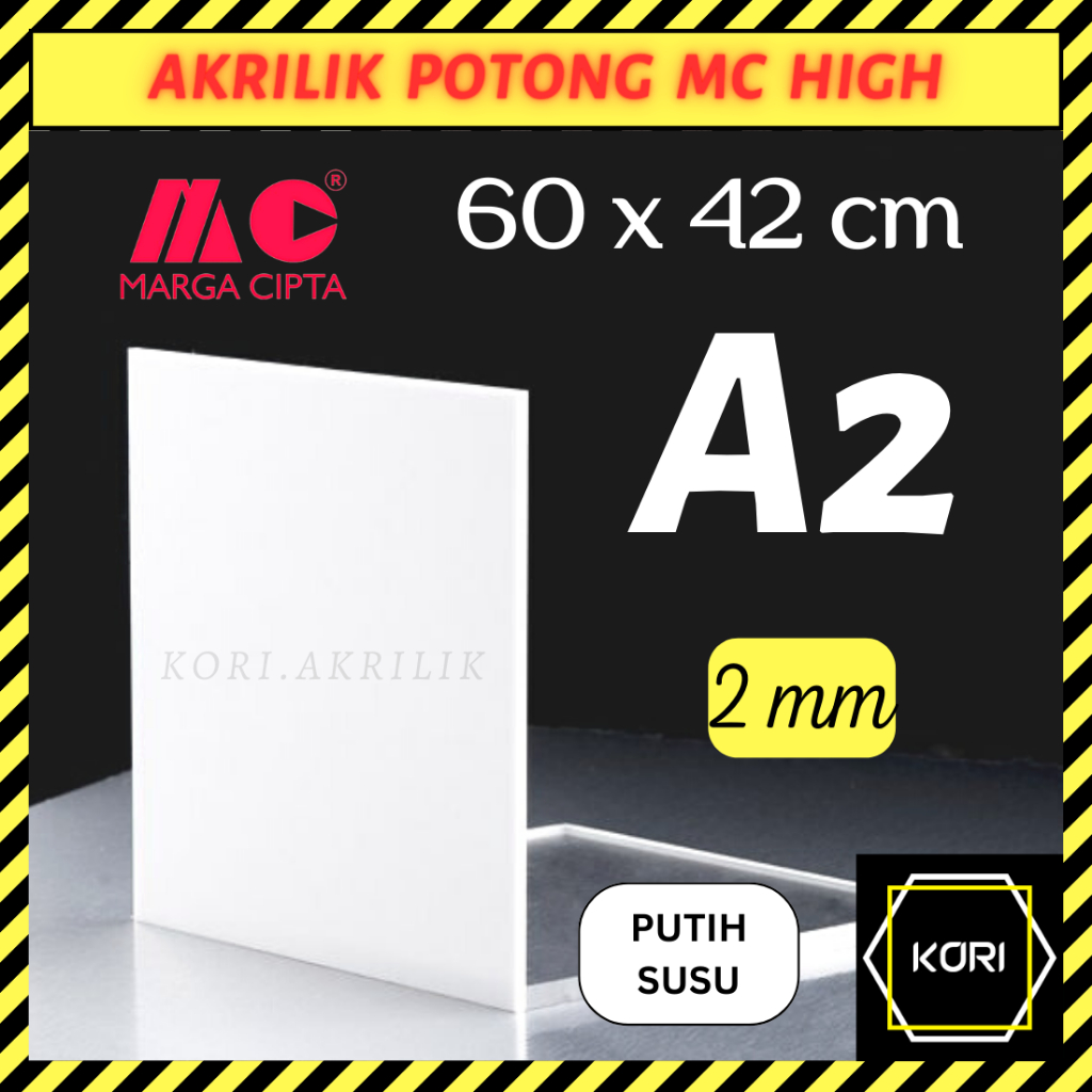 Akrilik Lembaran A2 Putih Susu 2 mm MARGA CIPTA 60x42 | Akrilik A2 Putih | Akrilik Potong | Akrilik Lembar Putih