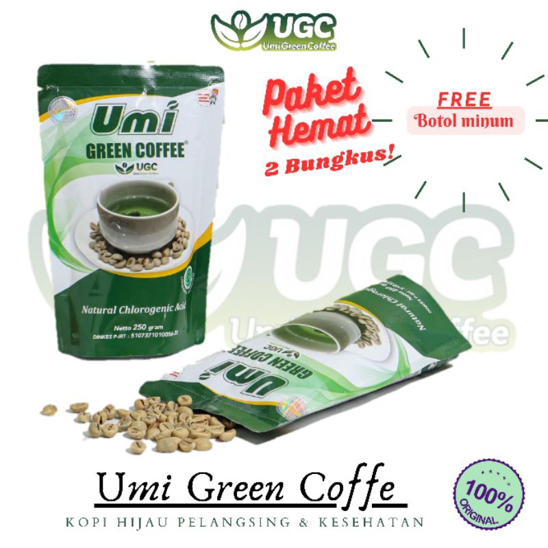 

UGC umi green coffe paket hemat 2 bungkus free botol minum