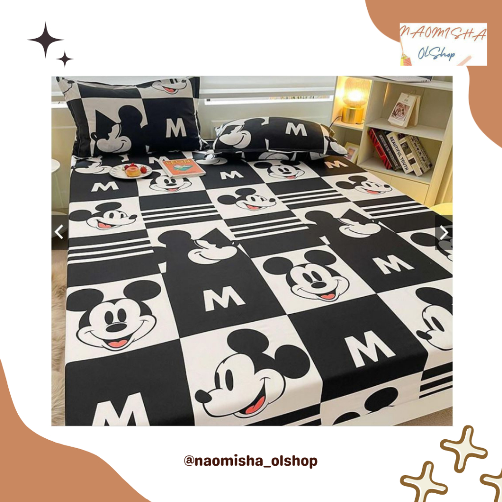 SPREI MOTIF DISNEY MICKEY HITAM PUTIH