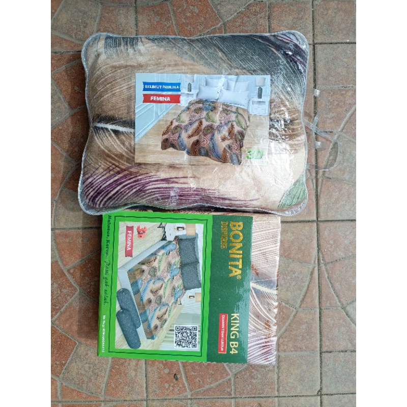Sprei + Selimut Bonita motif Asli 180 Bantal 4 Bantal 2 B4 B2 King Size Paulina Femina Pelita