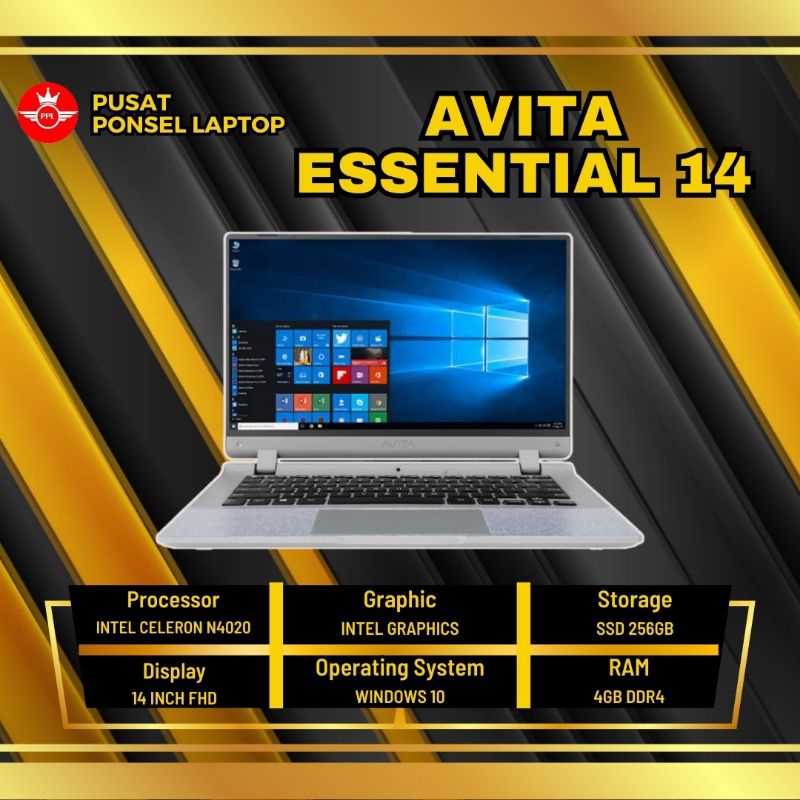 AVITA ESSENTIAL 14 INTEL CELERON N4020 - RAM 4GB DDR4 - SSD 256GB - WIN 10