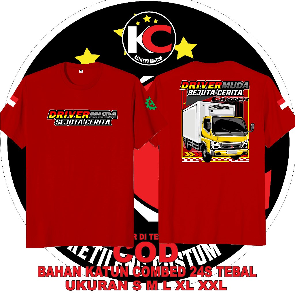 KAOS DRIVER MUDA CANTER TRUK BOX BAHAN COTTON COMBED 24S TEBAL BISA COD KAOS DISTRO KAOS KEREN