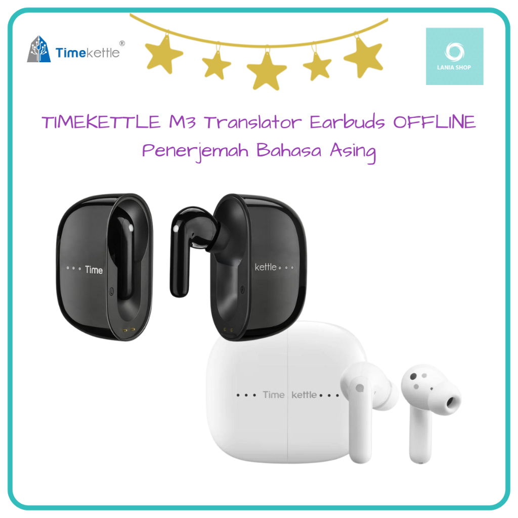TIMEKETTLE M3 Translator Earbuds OFFLINE - Penerjemah Bahasa Asing