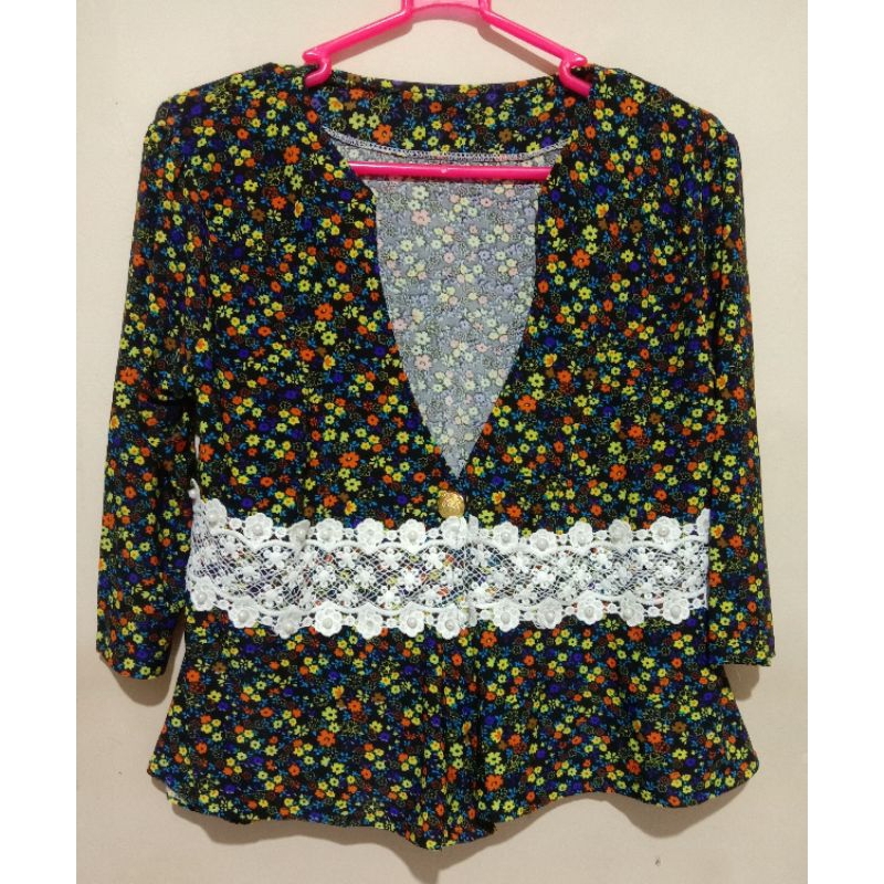 [Second] Outer / Cardigan Mewah Kancing Satu Floral 7/8