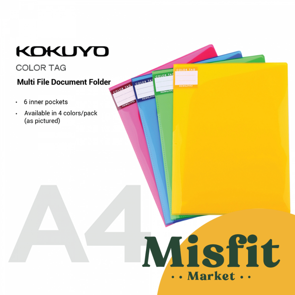 

Kokuyo Color Tag Multi File Holder with 6 Pockets Document Folder Map Sampul Kancing Bening Organizer Dokumen L