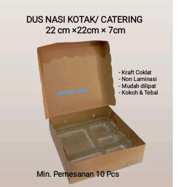 

(Isi 10 pcs) Dus Nasi Kotak 22×22 - Kotak Nasi Kraft Paper - Dus Katering Ukuran 22×22×7 - Kraft- Non Laminasi