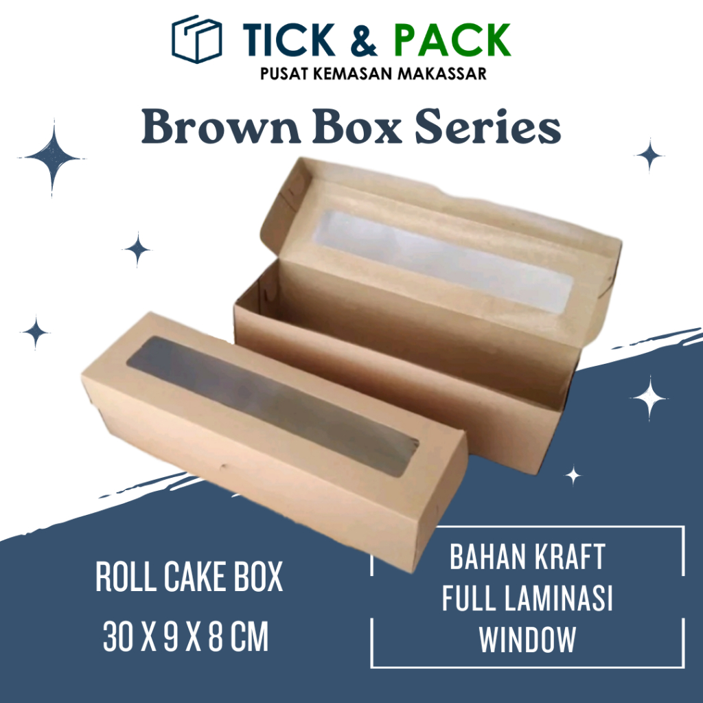 

[ Isi 10 ] Dus Kraft Roll Cake 30 x 9 x 7.5 Cm Laminasi + Jendela Dus Kue Kemasan Kue Packingan Kardus