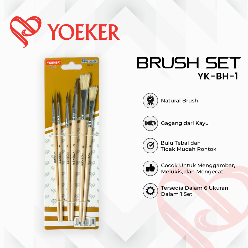 

(1 SET) Kuas Lukis Set 6 PCS Yoeker