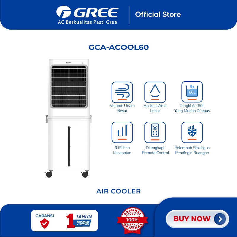 GREE Air Cooler Model GCA-ACOOL60 - with Honeycomb + pra-filter - Penyejuk - Humidifier -Tangki 60L