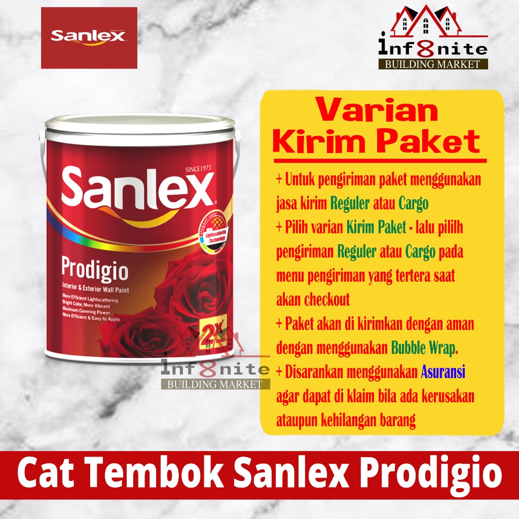 Cat Tembok Sanlex Prodigio Interior Exterior 6000 White 5 KG Paket